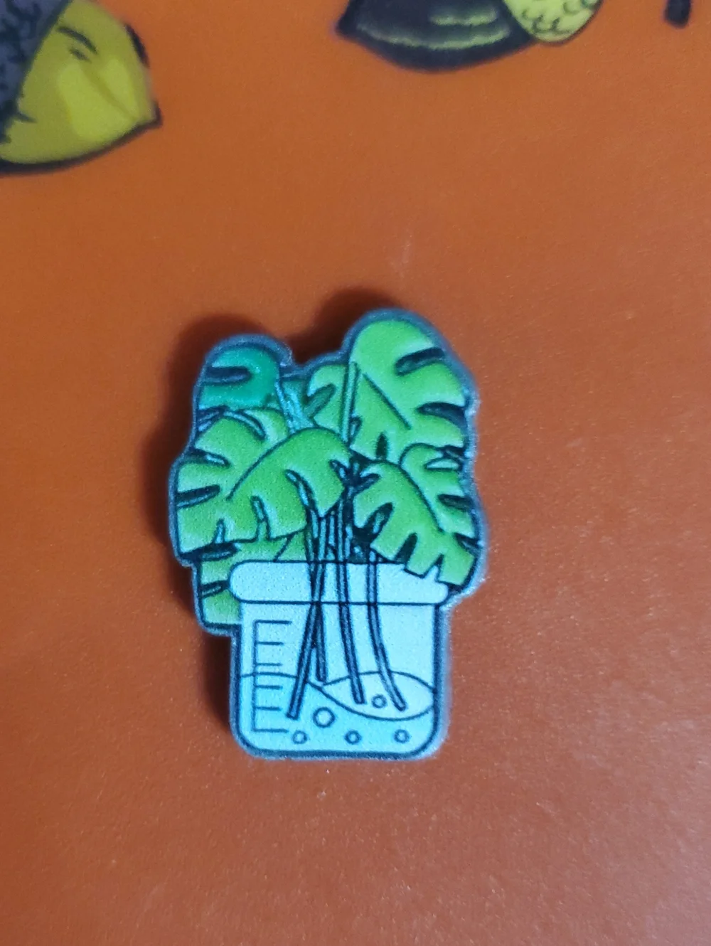 Monstera Plant Acrylic Pin - Green on White